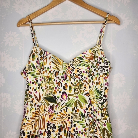 Vintage 90s Talbots Hawaiian Leaf Print Cotton Sundress Size 12 - Picture 3 of 12